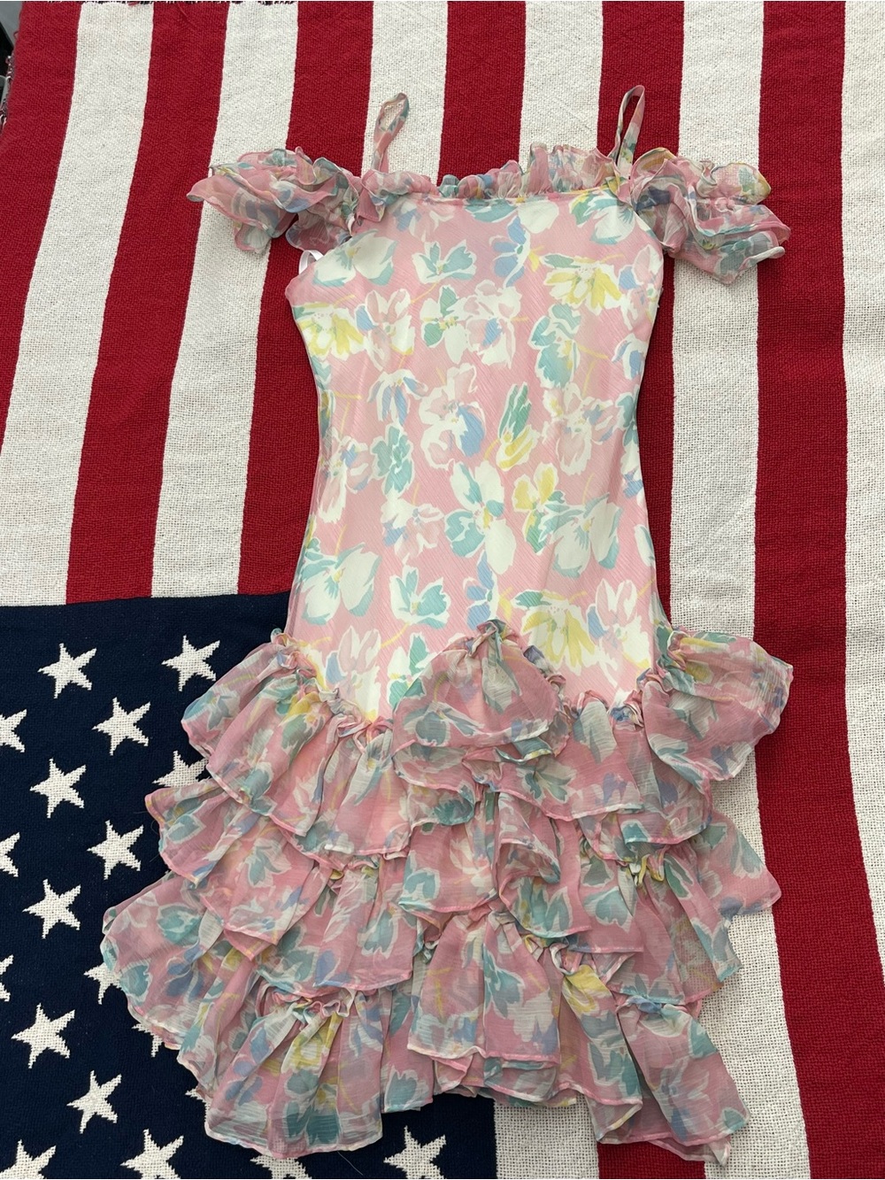 Ralph Lauren Pink Floral Ruffle Dance Dress Girls Size 10